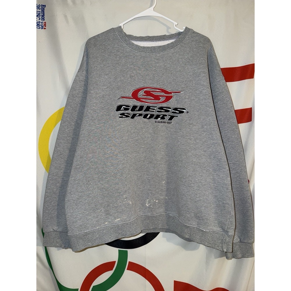 Vintage Guess Sport Sweatshirt Large Crewneck Gray 90s